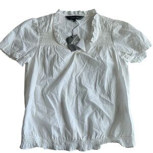 New with tags white cotton v neck blouse